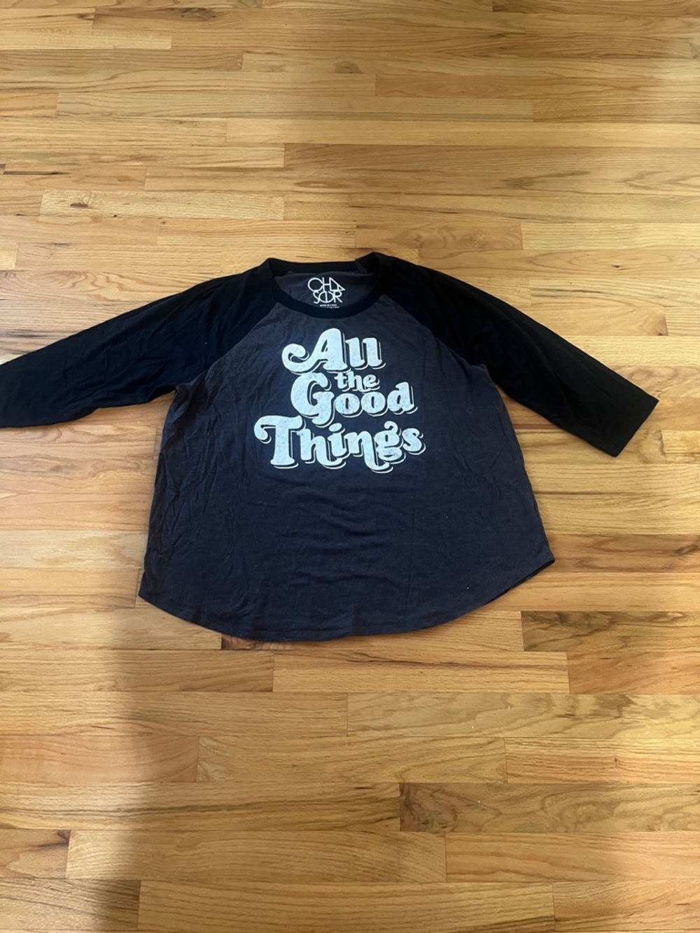 Chaser All The Good Things Raglan Baseball Graphic Tee Gray Black XXL